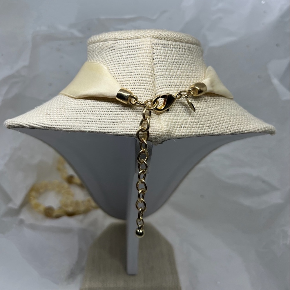 Chico's Cream Velvet Satin Ribbon Beaded Sautoir Necklace - Picture 6 of 8